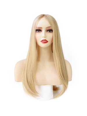 Blonde Silk Top Glueless Medical Wig, Human Hair Cranial Prosthesis-189